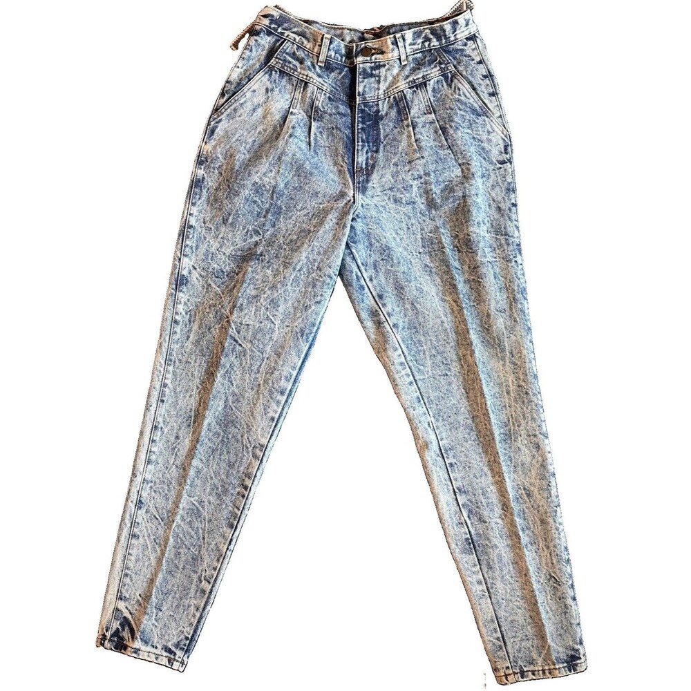 Vintage CHIC Women’s Acid Wash Jeans High Waist Pleated Tapered Made in USA